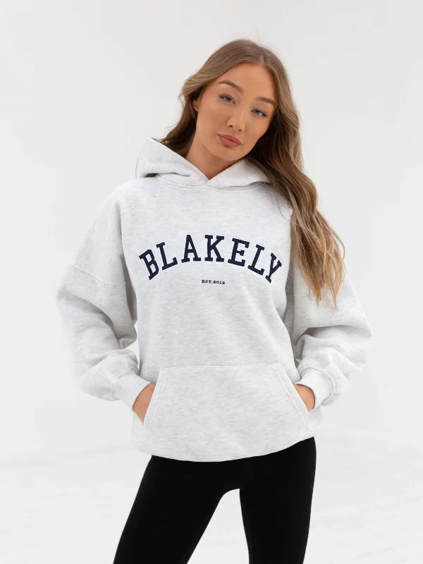 Varsity Oversized Hoodie - Marl White