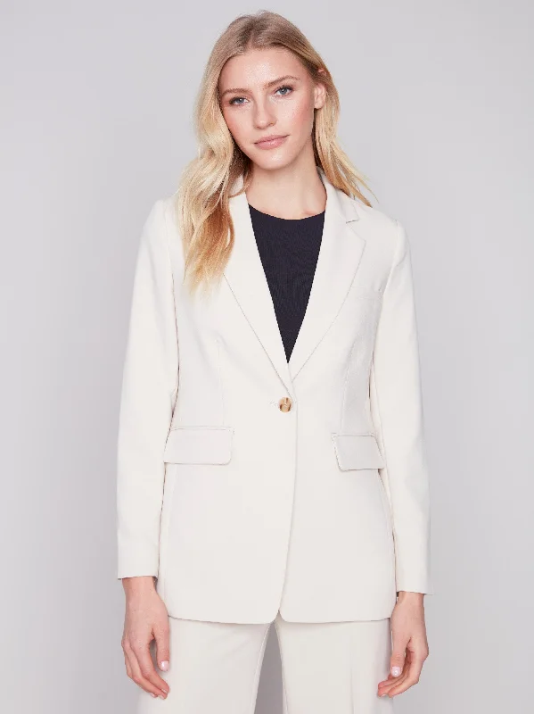 Blazer with Ruched Back - Beige