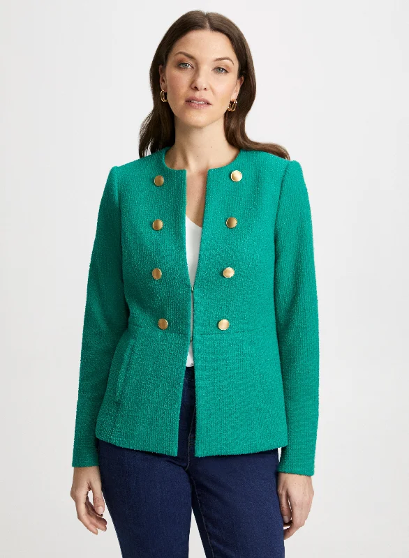 Bouclé Mock Peplum Jacket