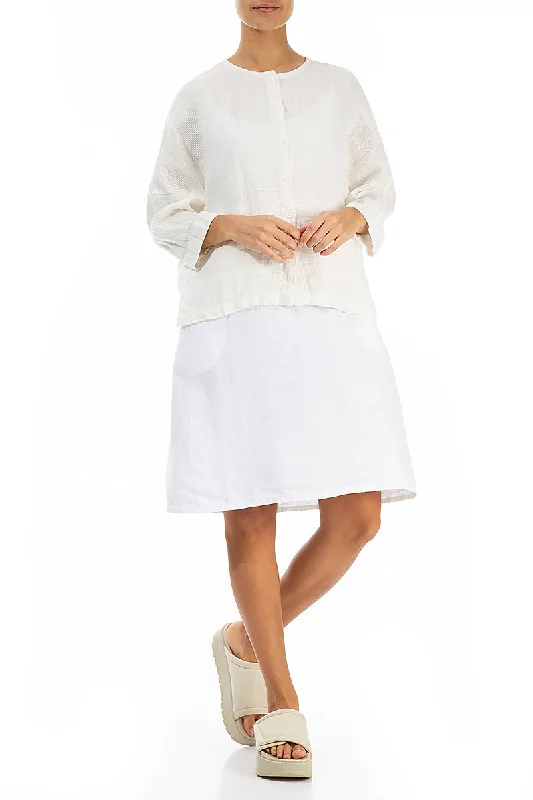 Boxy Off White Textured Linen Jacket Blouse