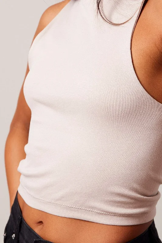 Brown Tank Top Crew Neck Seamless