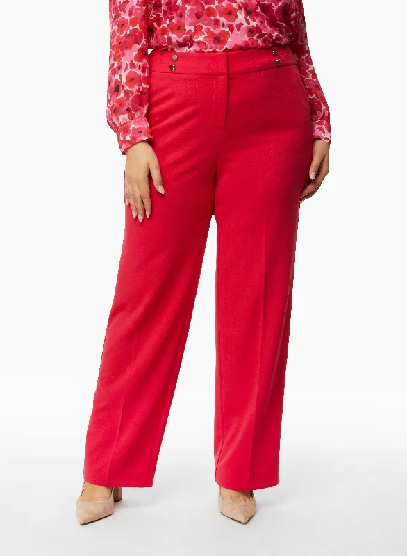 Button Detail Wide Leg Pants