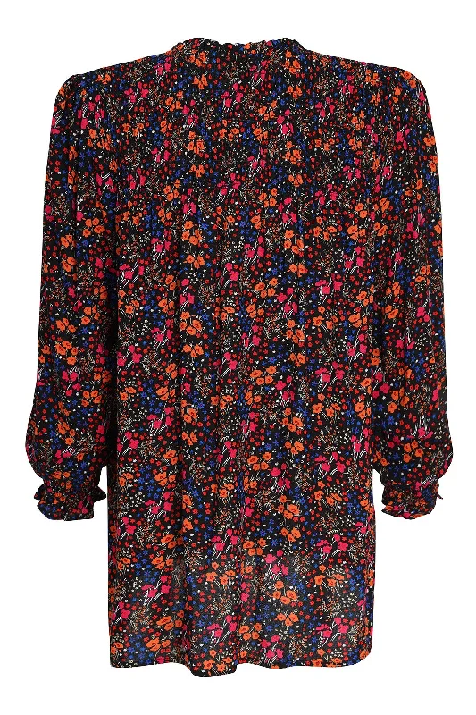 Button front printed Rayon Blouse | MULTI MINI FLORAL | 6321ZR