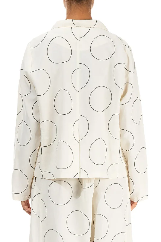 Buttoned Circles Off White Silk Linen Jacket