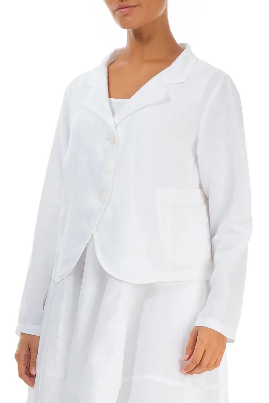 Buttoned White Linen Jacket