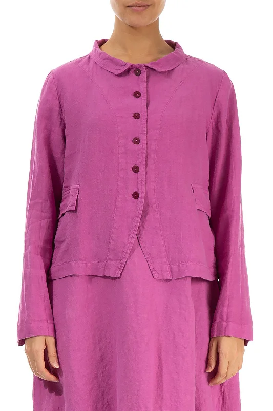 Buttoned Wild Berry Linen Jacket