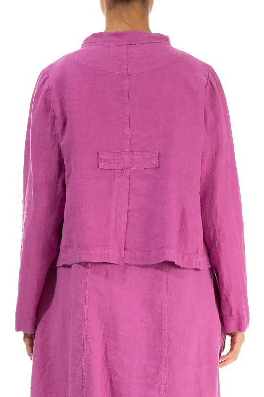 Buttoned Wild Berry Linen Jacket