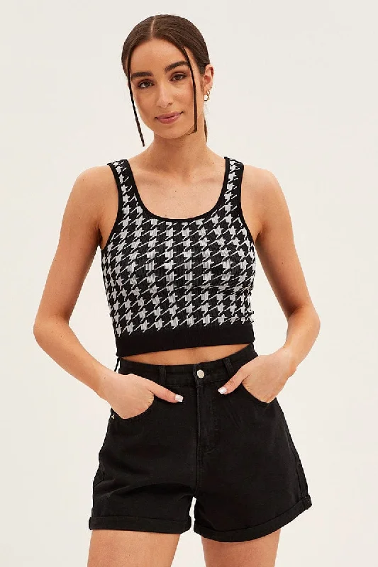 Check Tank Crop Top Seamless