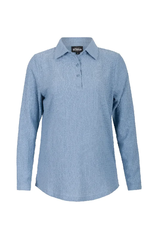 Collared Textured Top | DUSKY BLUE | 7622ZR