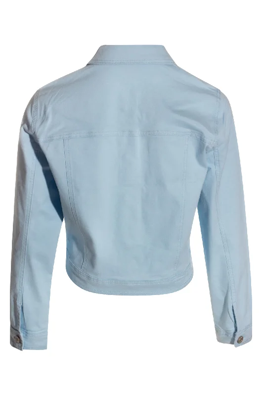 Coloured Cotton Blend Crop Jacket | ICE BLUE | 6921YY