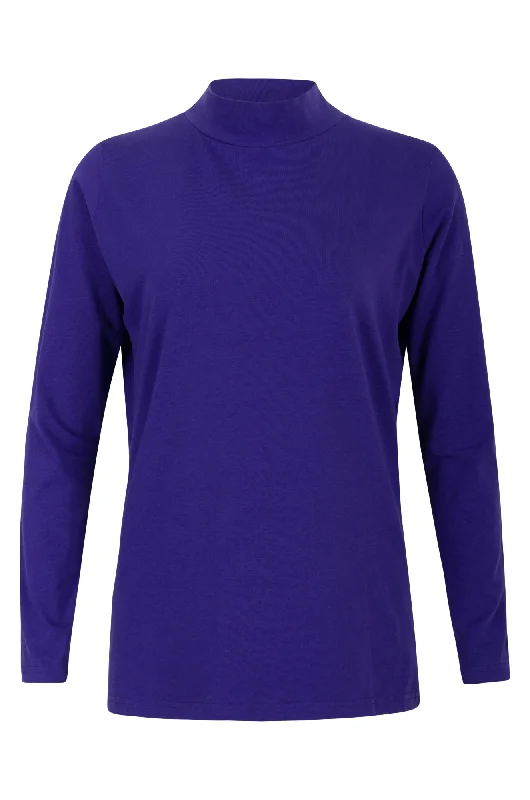 Cotton Elastane Turtle neck Top | PURPLE | 6553ZZ