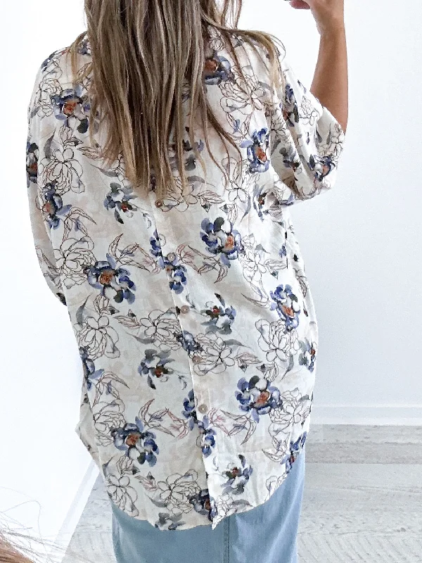 Delaney Blouse - Blue Floral