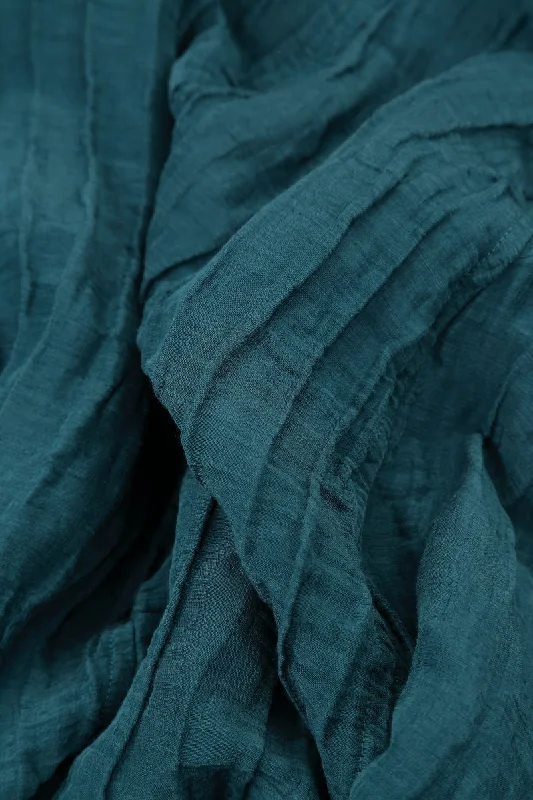 Dropped Edge Crinkled Dark Teal Silk Jacket