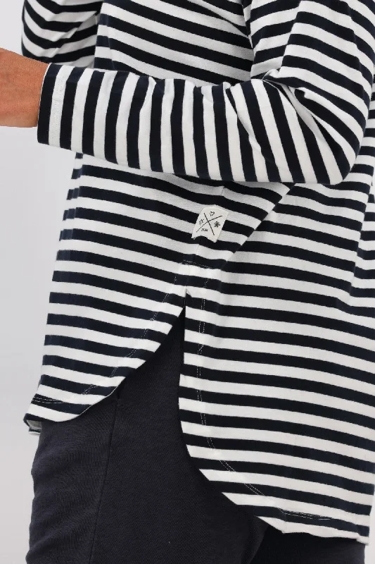 Elm Lauren L/S Stripe Tee White & Navy Stripe