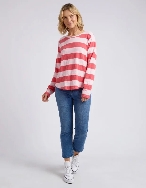 Elm Spritz Stripe L/S Tee Coral Pink