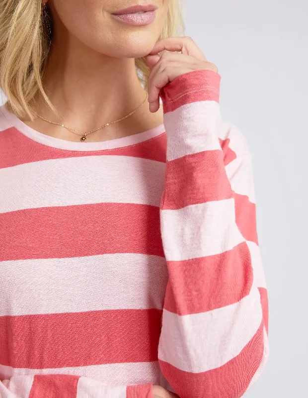 Elm Spritz Stripe L/S Tee Coral Pink