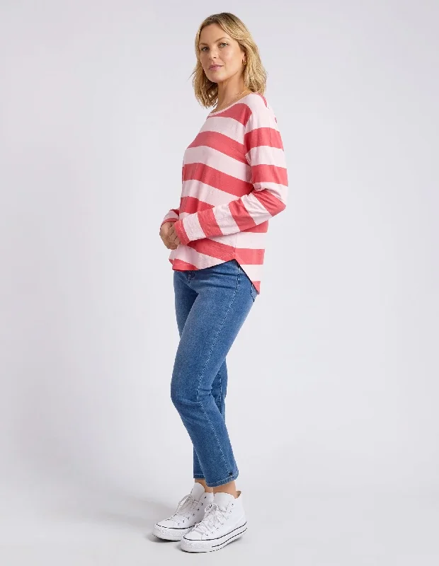 Elm Spritz Stripe L/S Tee Coral Pink