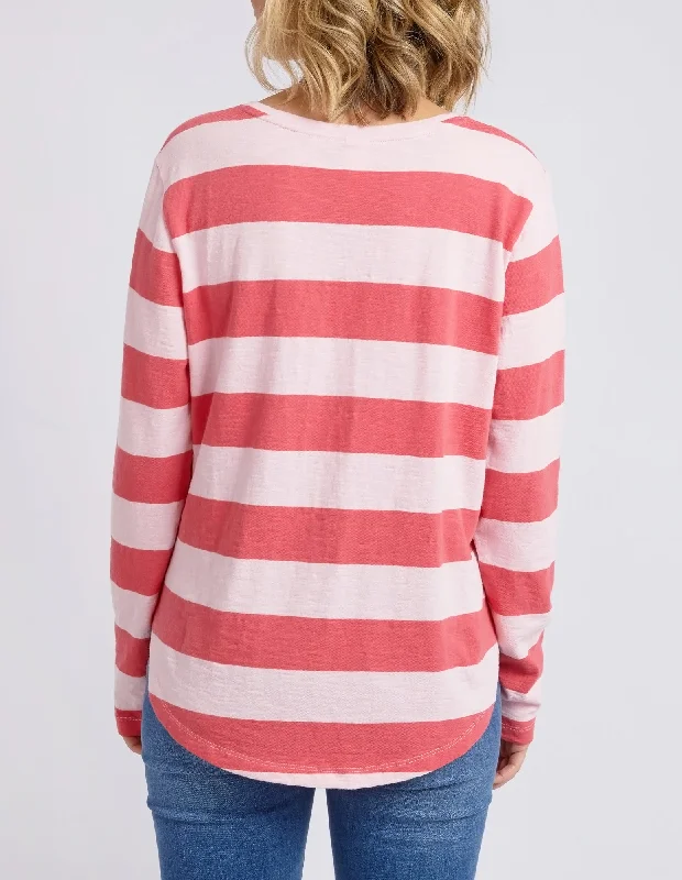 Elm Spritz Stripe L/S Tee Coral Pink