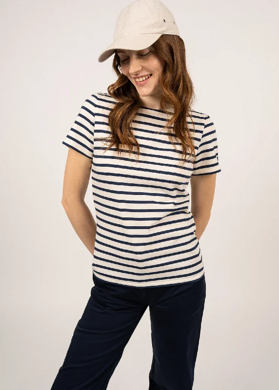 ETRILLE II - Nautical Stripe Tee with Short Sleeves | Soft Cotton | Women Fit (ECRU / NAVY)