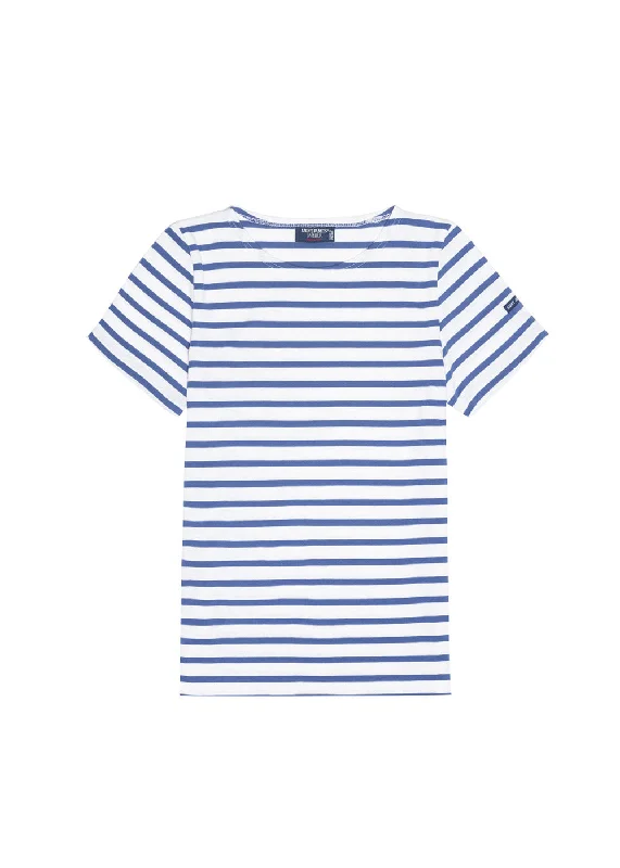 ETRILLE - Nautical Stripe Tee with Short Sleeves | Soft Cotton | Women Fit (WHITE / ROYAL BLUE)