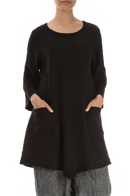 Evergreen Black Mélange Linen Tunic