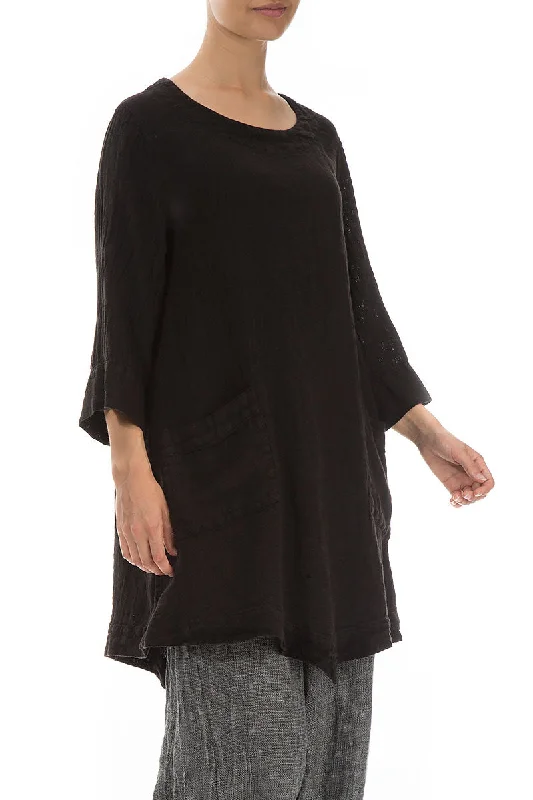 Evergreen Black Mélange Linen Tunic