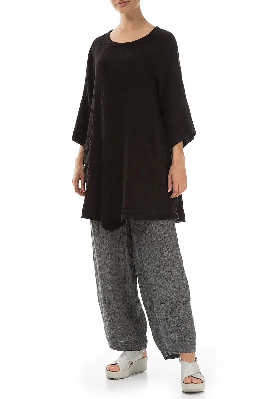 Evergreen Black Mélange Linen Tunic