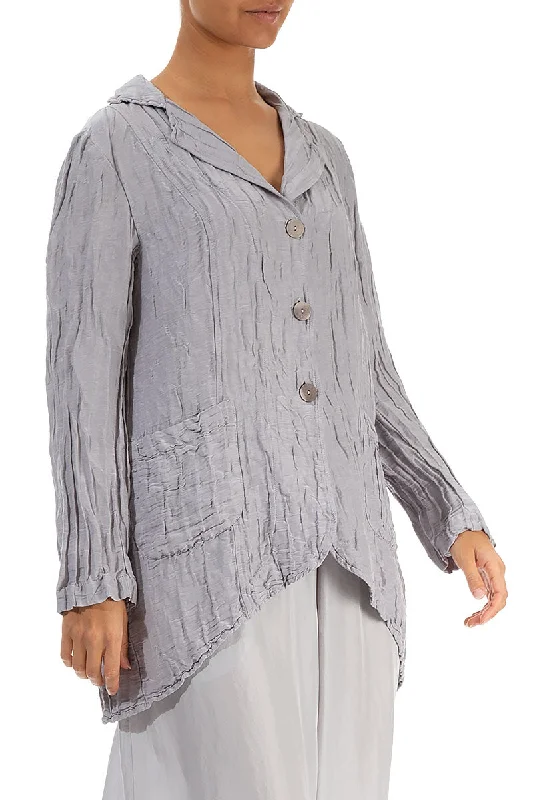 Flared Crinkled Lilac Grey Silk Jacket