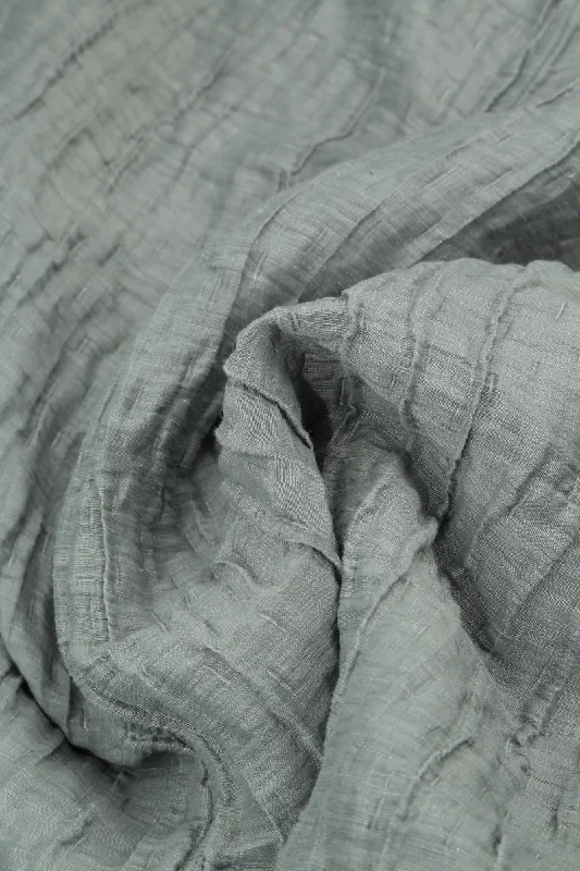 Flared Crinkled Sage Silk Shirt