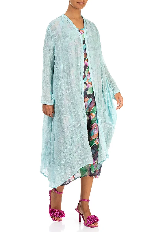 Flowy Ice Blue Light Silk Jacket