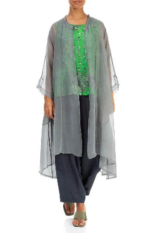 Flowy Sage Silk Chiffon Jacket