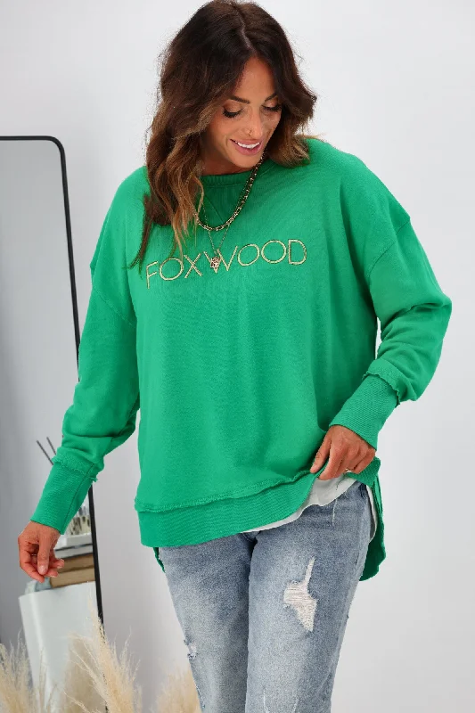 Foxwood Simplified Metallic Gold Crew Bright Green