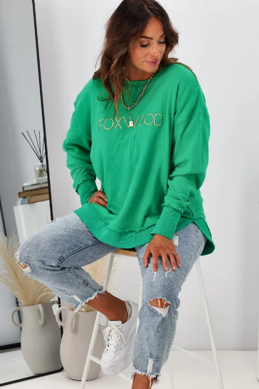 Foxwood Simplified Metallic Gold Crew Bright Green