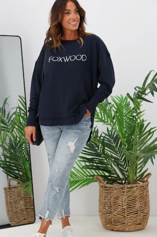 Foxwood Simplified Metallic Crew Navy