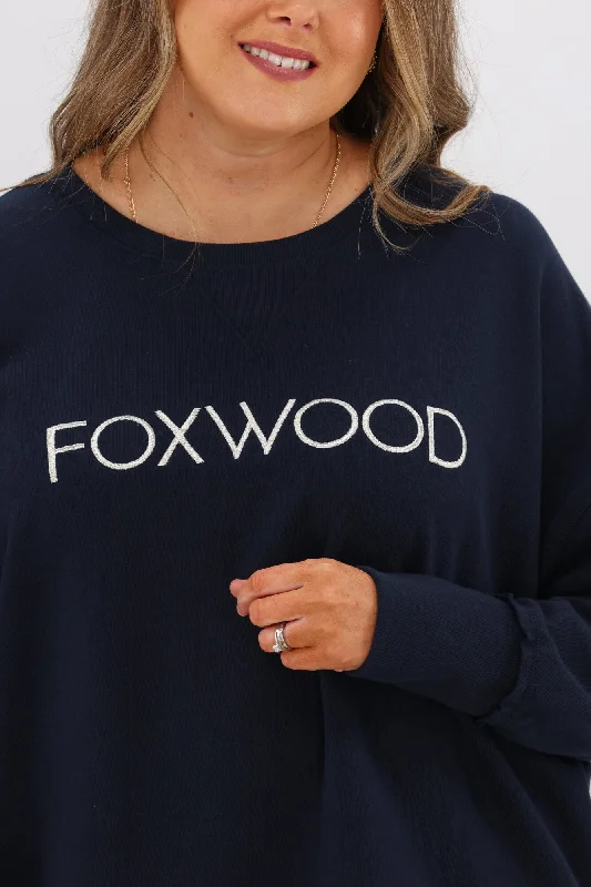 Foxwood Simplified Metallic Crew Navy