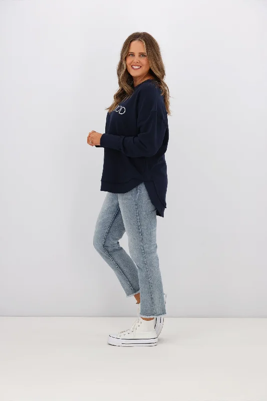 Foxwood Simplified Metallic Crew Navy