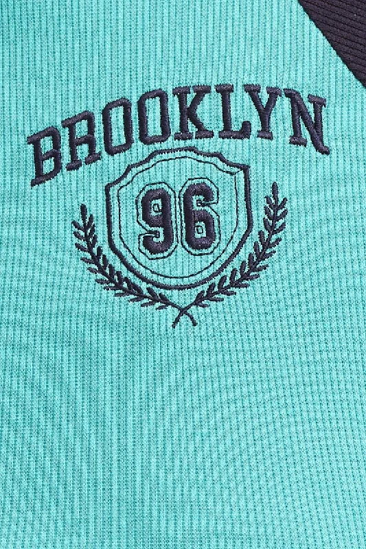 Green Crop T Shirt Short Sleeve Raglan Brooklyn