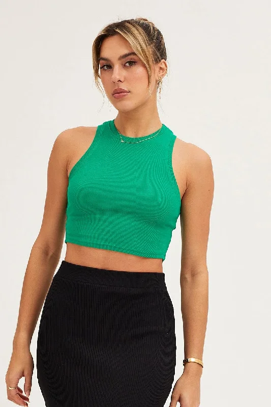 Green Tank Top Rib