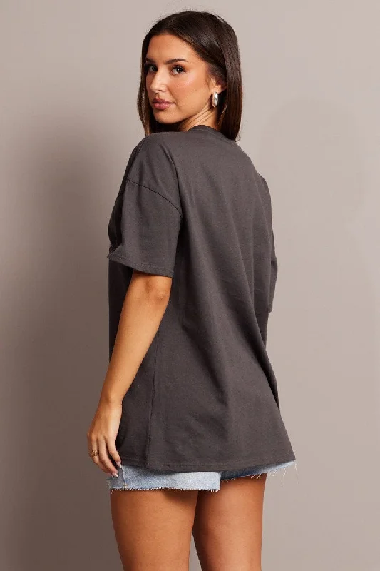 Grey Graphic Tee Short Sleeve