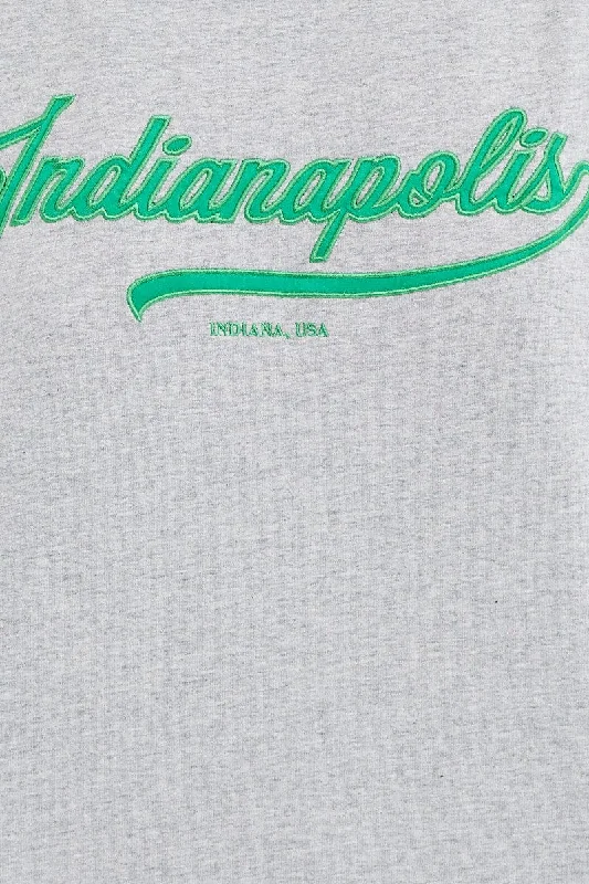 Grey T Shirt Short Sleeve Crew Neck Indianapolis