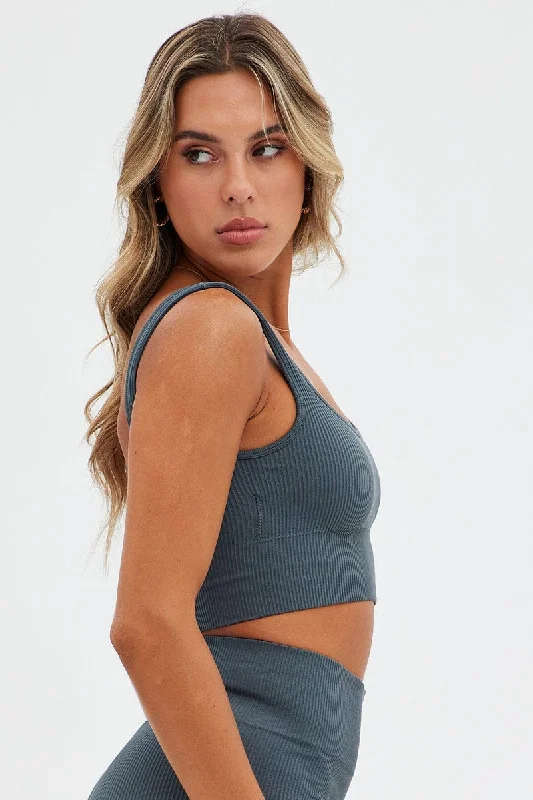 Grey Tank Top Scoop Neck Seamless Activewear