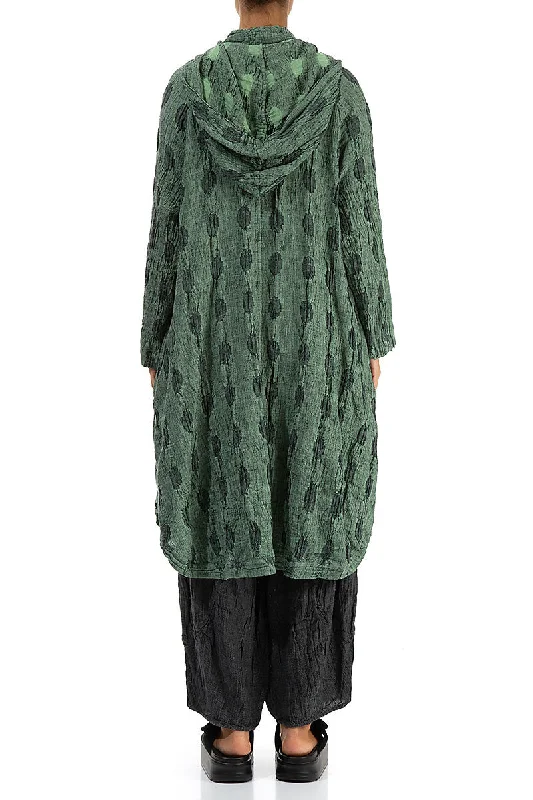 Hooded Textured Bubbles Green Sorbet Linen Jacket