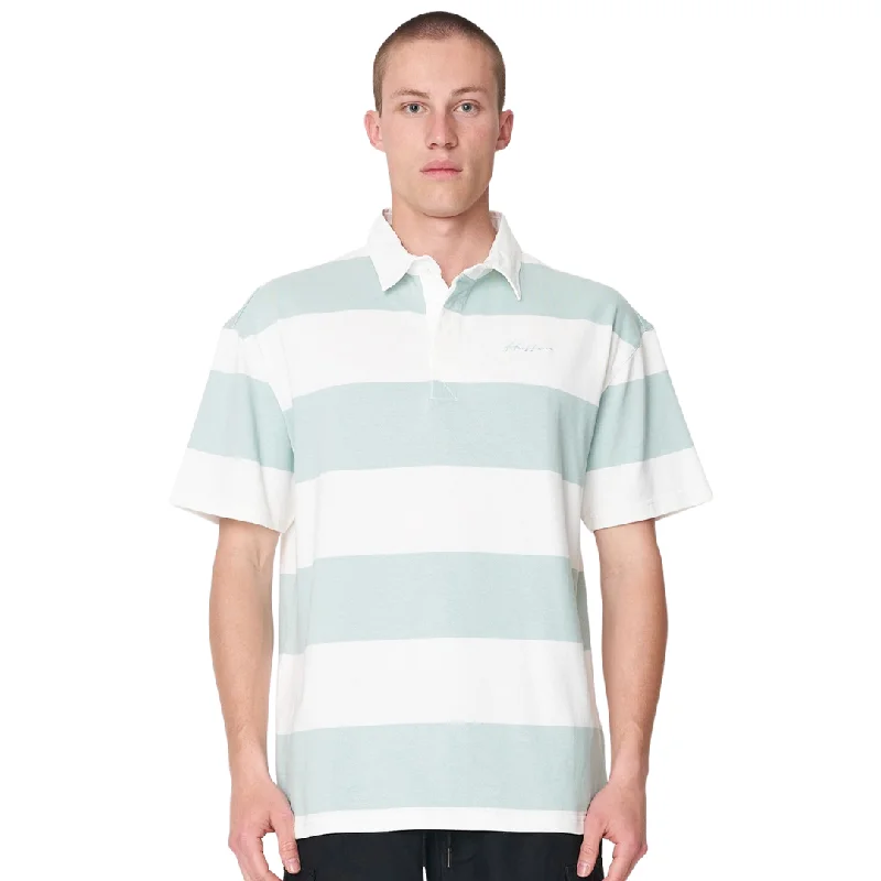 Huffer Mens Optimist SS Grand Rugby Tee White/Sage