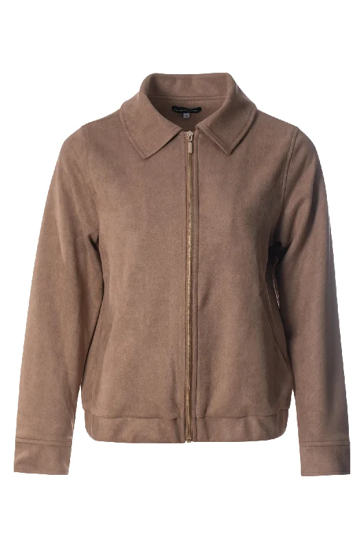 Zip thru Suede Look Jacket | CAMEL | 4052ZZ