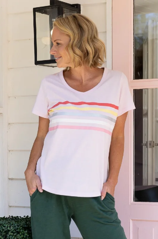 Jovie The Label Forever Tee Pink Multi Stripe