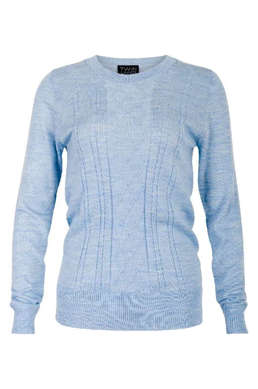 100% Merino Cable knit Jumper | BLUE | 0822ZZ