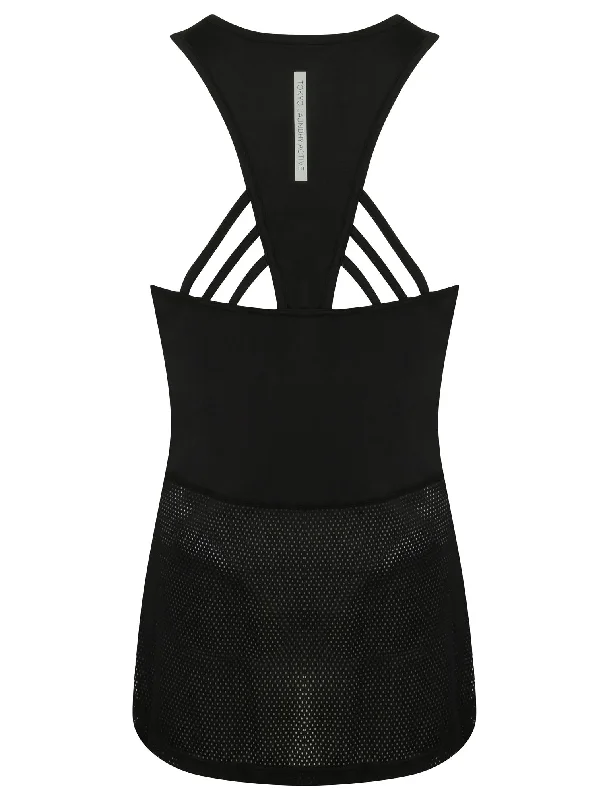 Kripki Mesh Panel Racer Back Sports Vest Top in Black - Tokyo Laundry Active