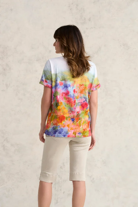 Print V-Neck T-Shirt - Painterly Alp Print