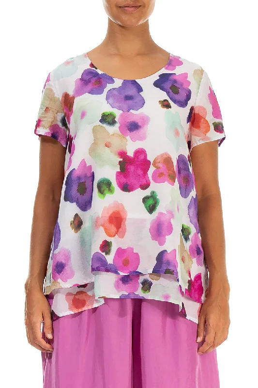 Layered Blossom Silk Cotton Blouse