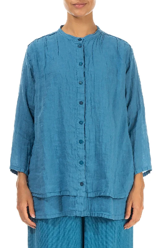 Layered Denim Gauze Linen Shirt